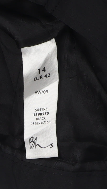 BHS Women's Black Long Overcoat Size 14