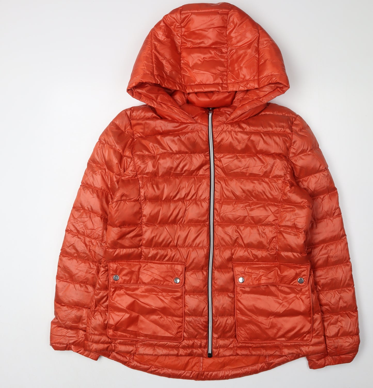 DKNY Women's Orange Puffer Jacket L