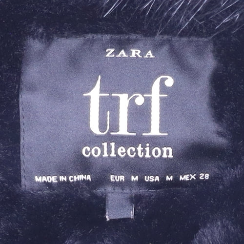 Zara Women's Green Parka Jacket, Size 12, Fur Trim