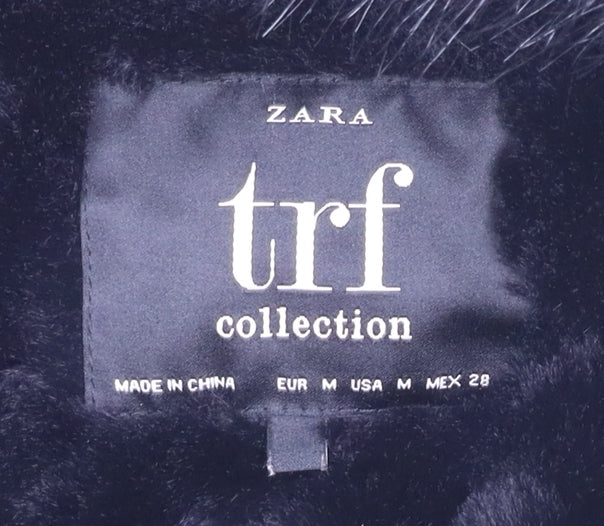 Zara Women's Green Parka Jacket, Size 12, Fur Trim