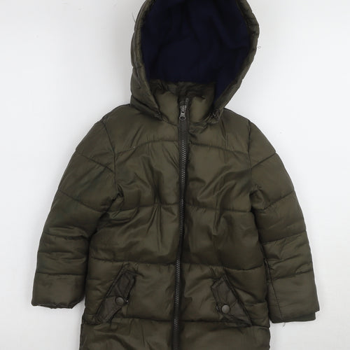 Lily & Dan Girls Green Puffer Jacket 3-4 Years, Winter Hooded