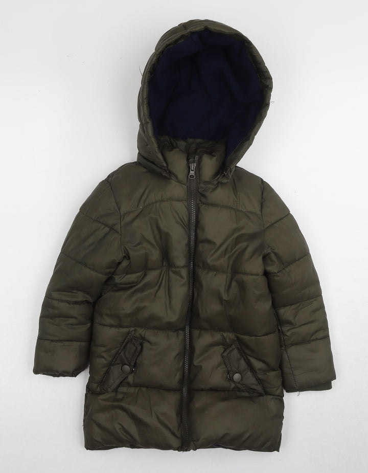 Lily & Dan Girls Green Puffer Jacket 3-4 Years, Winter Hooded