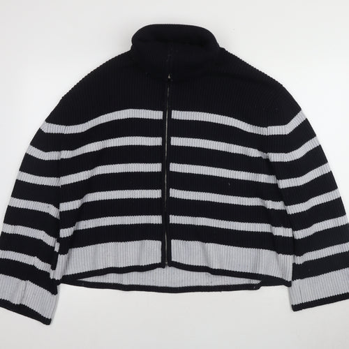 Zara Women's Black Roll Neck Cardigan Size 12
