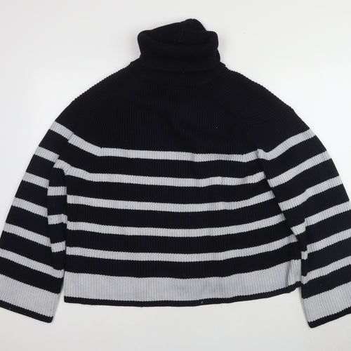 Zara Women's Black Roll Neck Cardigan Size 12