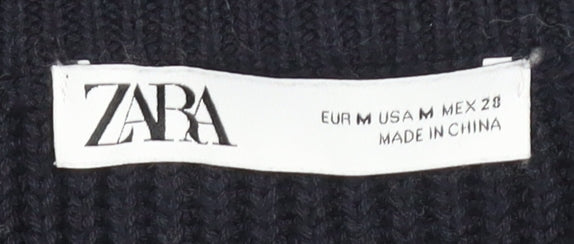 Zara Women's Black Roll Neck Cardigan Size 12
