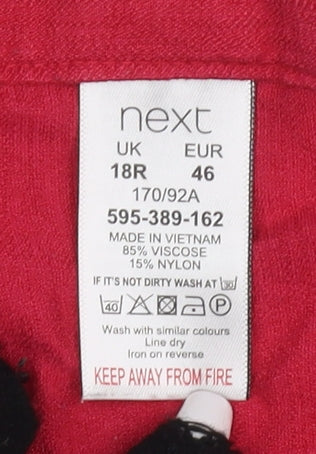 Next Women's Red Regular-Fit Trousers, Size 18