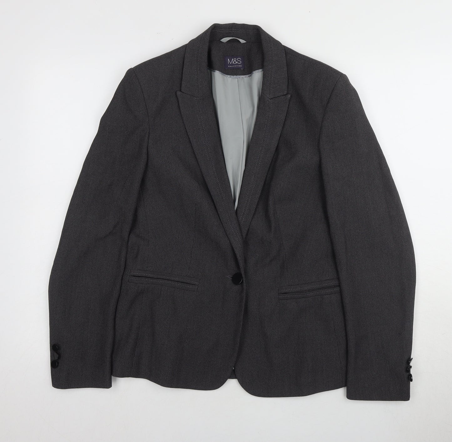 Marks and Spencer Women Grey Blazer Size 10 Regular Fit