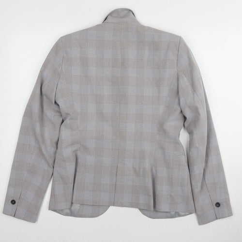 Zara Women's Grey Check Blazer, Size 10, Slim Fit