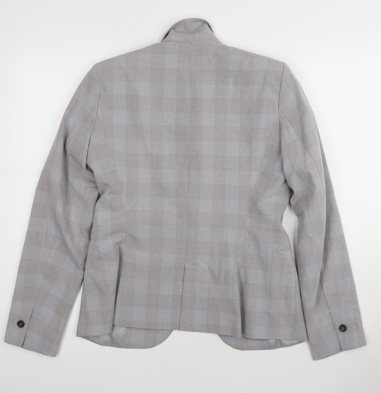 Zara Women's Grey Check Blazer, Size 10, Slim Fit