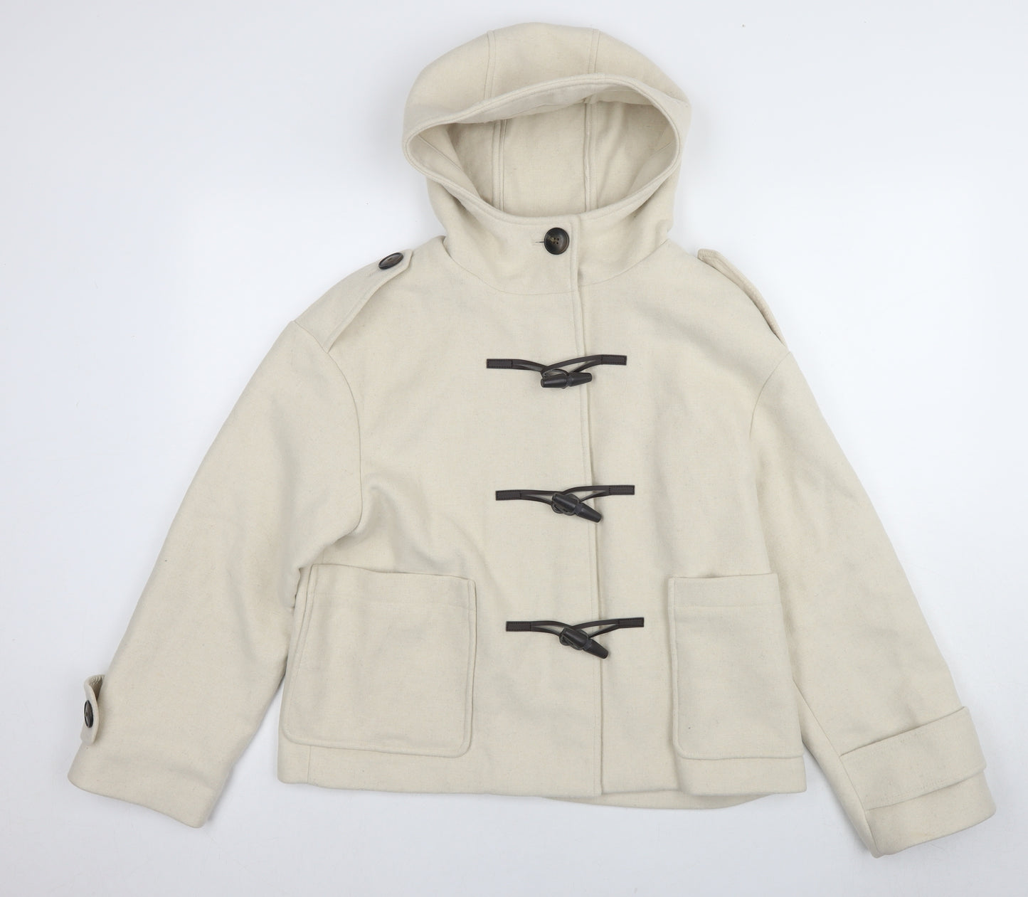 Marks and Spencer Beige Hooded Duffle Coat, Size 12
