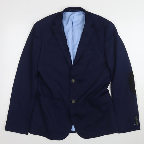 H&M Men's Blue Slim Fit Blazer, 38R, Notch Lapel
