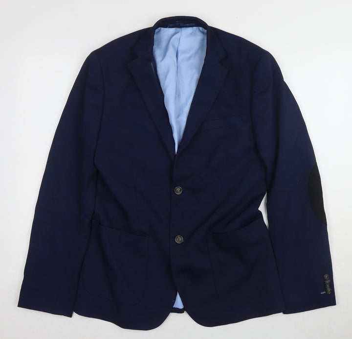 H&M Men's Blue Slim Fit Blazer, 38R, Notch Lapel