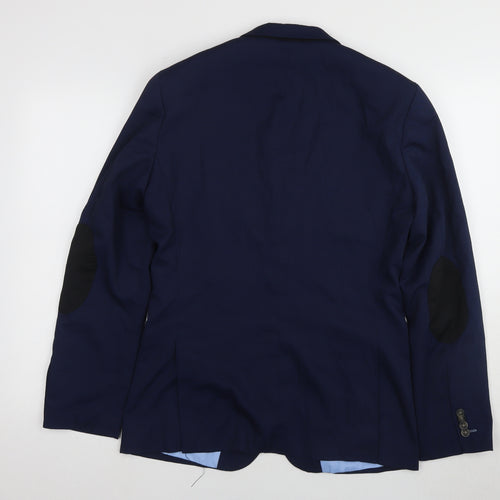 H&M Men's Blue Slim Fit Blazer, 38R, Notch Lapel