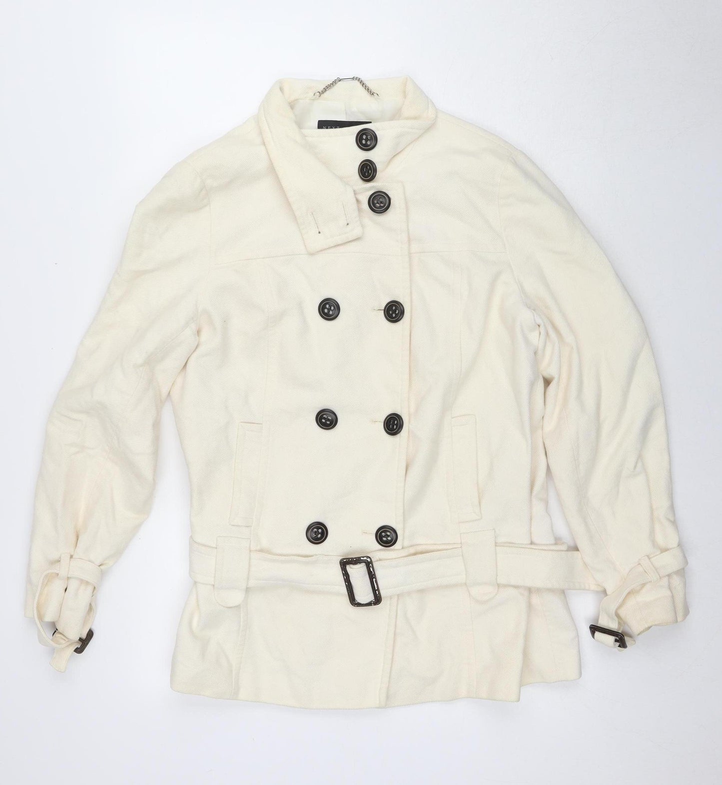 Next Women’s Ivory Belted Pea Coat Jacket Size 16