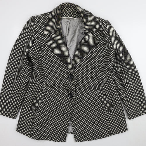 Berkertex Women's Black Blazer Size 16 with Geometric Pattern