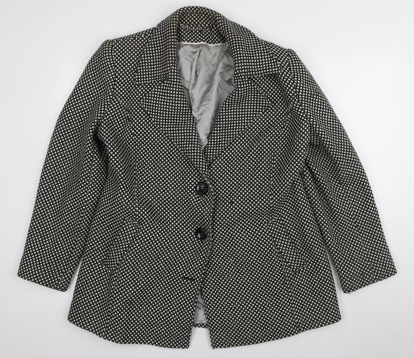 Berkertex Women's Black Blazer Size 16 with Geometric Pattern