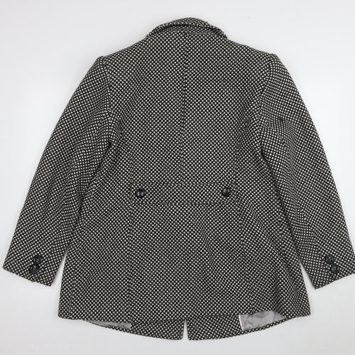 Berkertex Women's Black Blazer Size 16 with Geometric Pattern