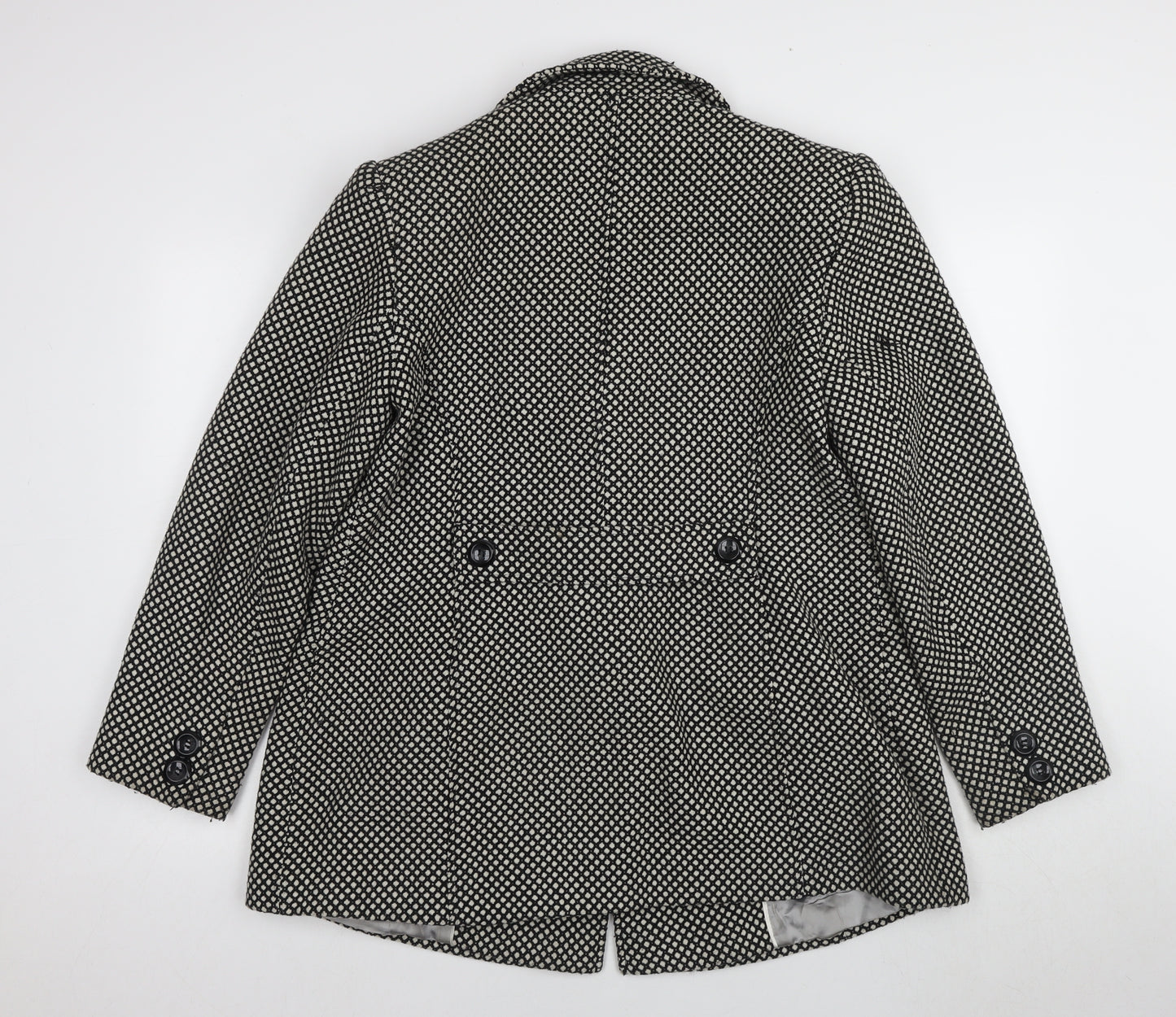 Berkertex Women's Black Blazer Size 16 with Geometric Pattern