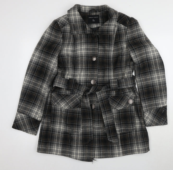 Dorothy Perkins Women's Brown Plaid Pea Coat Size 12