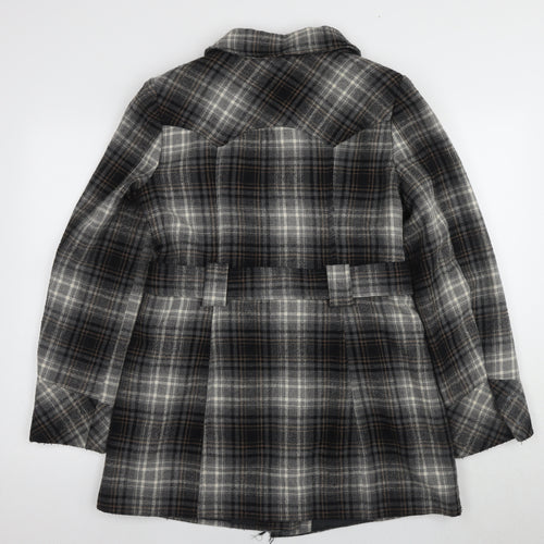 Dorothy Perkins Women's Brown Plaid Pea Coat Size 12