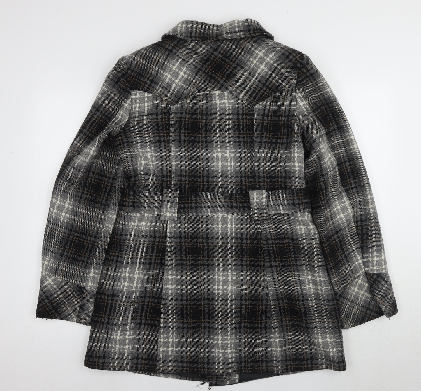 Dorothy Perkins Women's Brown Plaid Pea Coat Size 12