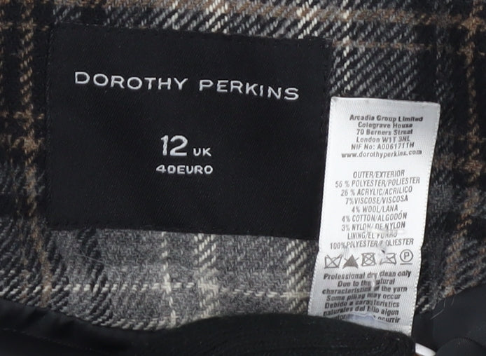 Dorothy Perkins Women's Brown Plaid Pea Coat Size 12