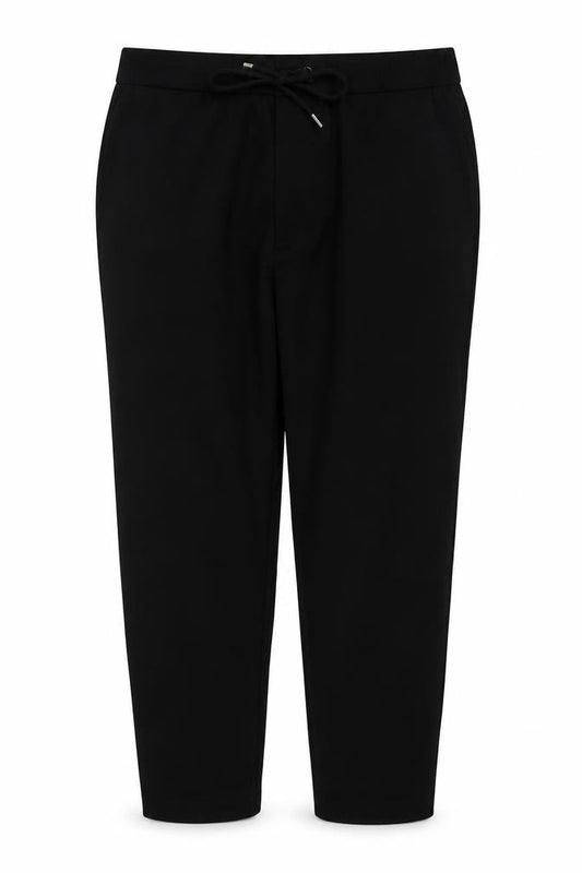 Front view of Hugo Boss women’s black joggers, size UK 12, drawstring closure
