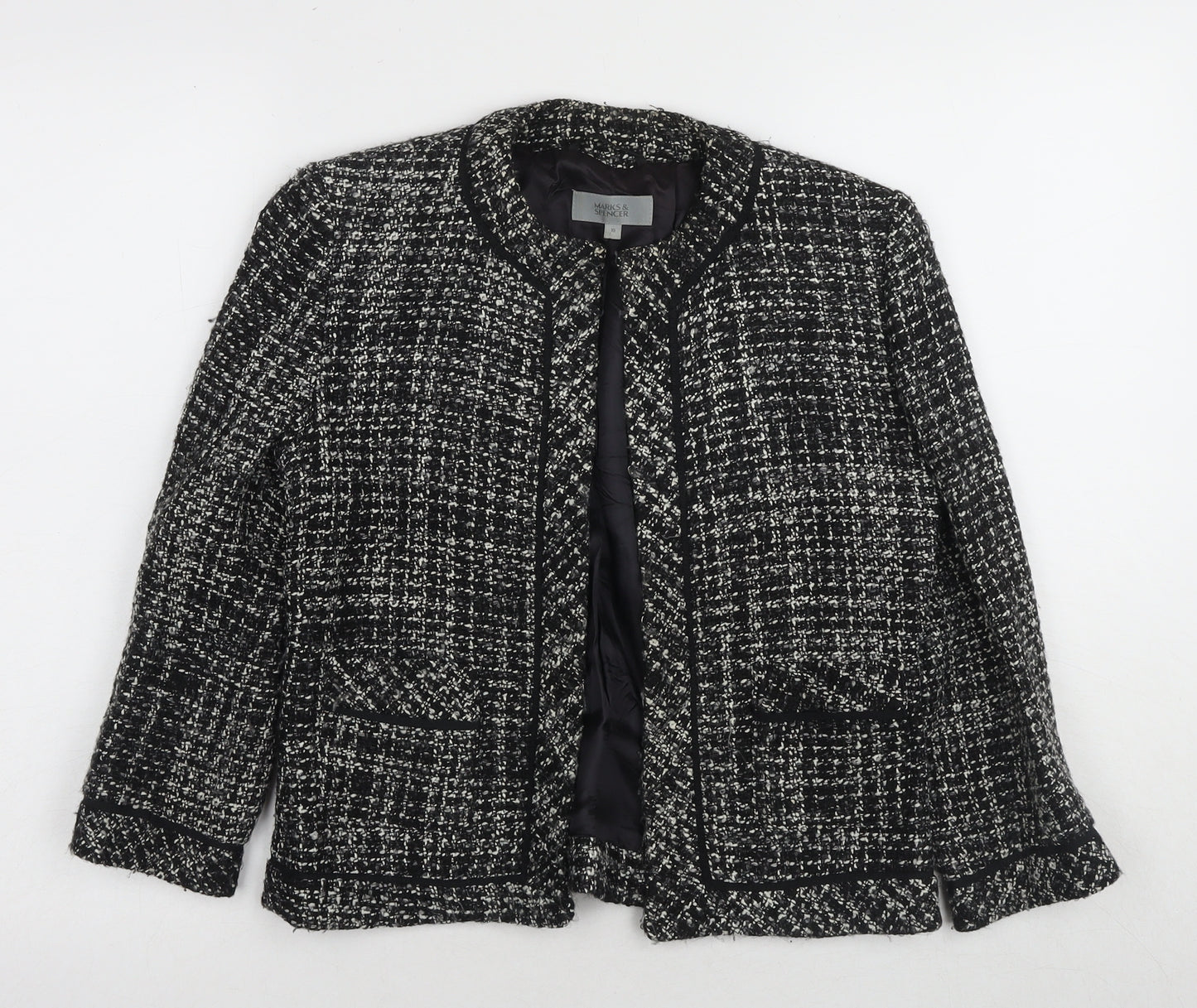 Marks and Spencer Women's Black Check Blazer Size 10