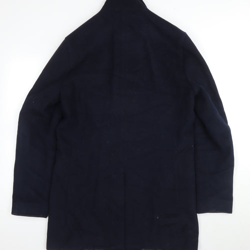 Reiss Men's Blue Wool Blend Coat M Button-Down