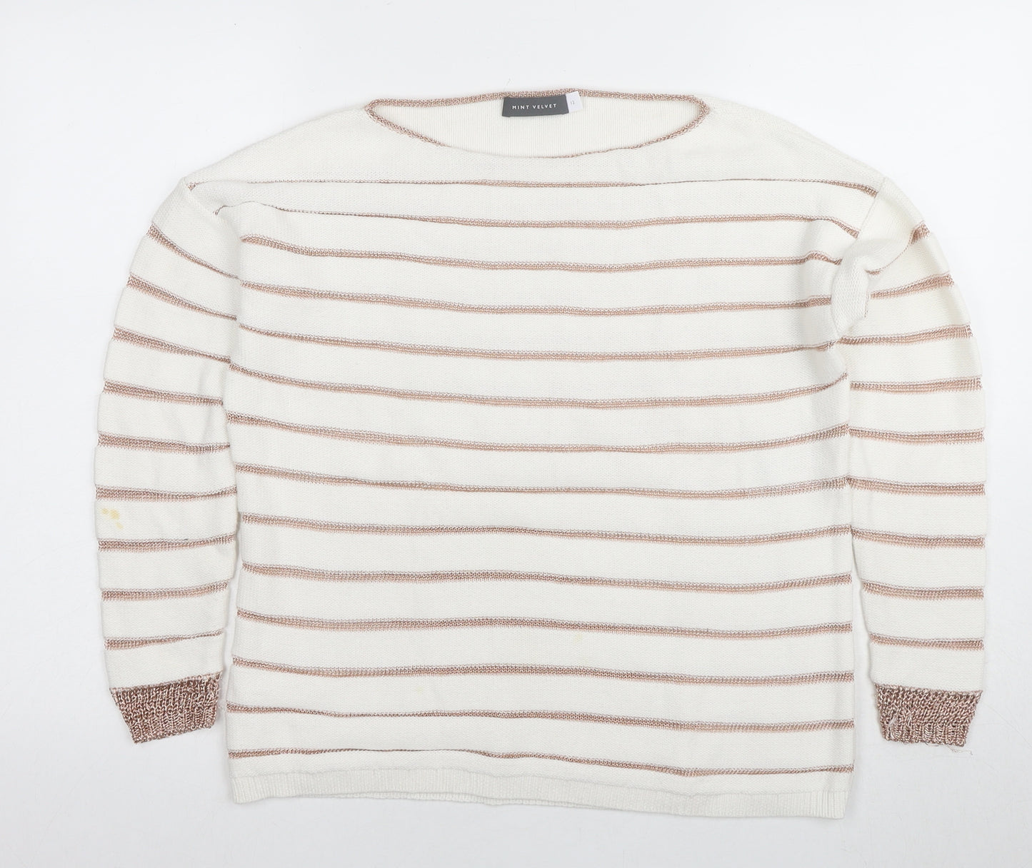 Mint Velvet Women's White Striped Pullover Jumper Size 12
