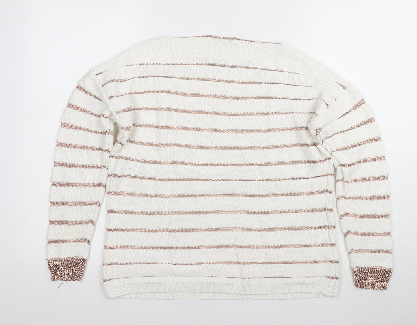 Mint Velvet Women's White Striped Pullover Jumper Size 12