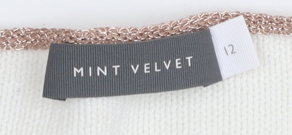 Mint Velvet Women's White Striped Pullover Jumper Size 12