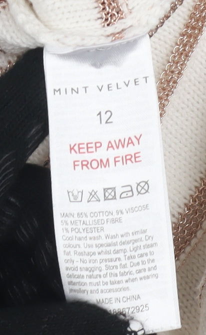 Mint Velvet Women's White Striped Pullover Jumper Size 12