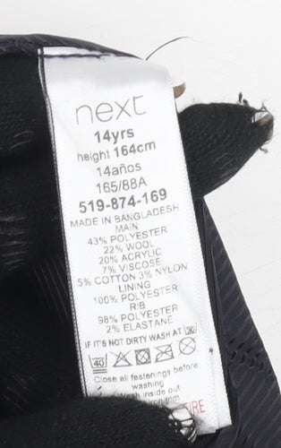 Next Girls Blue Basic Jacket, 14 Years, Lined Zip Casual