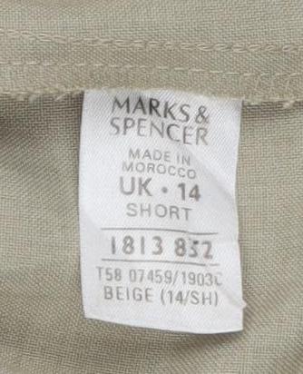 Marks and Spencer Women's Beige Straight Trousers Size 14