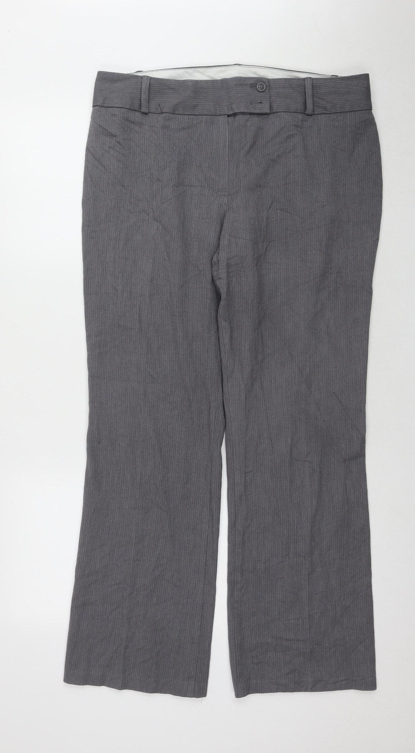 Marks and Spencer Grey Straight-Leg Trousers, Size 14