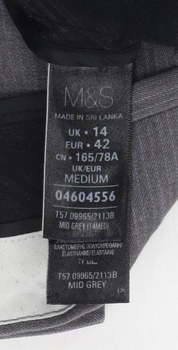 Marks and Spencer Grey Straight-Leg Trousers, Size 14