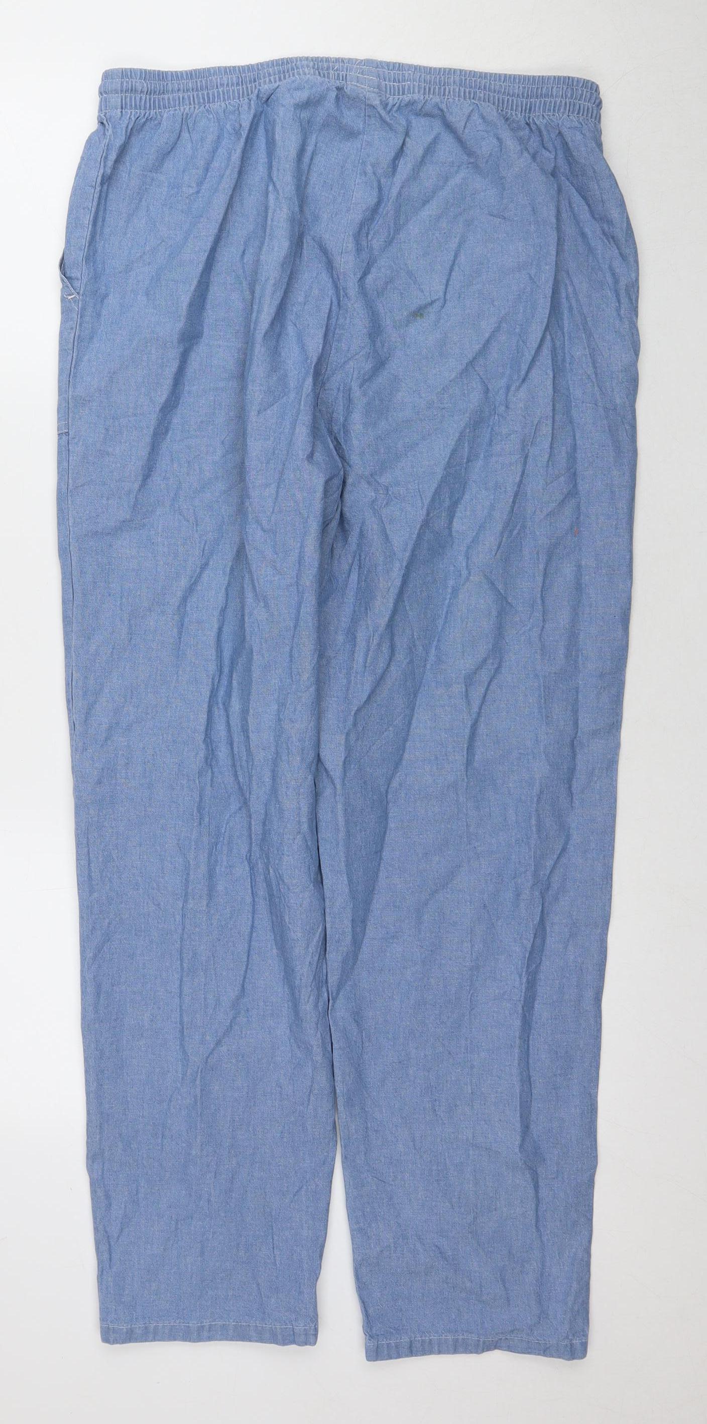 Damart Women's Blue Cotton Drawstring Trousers, Size 16