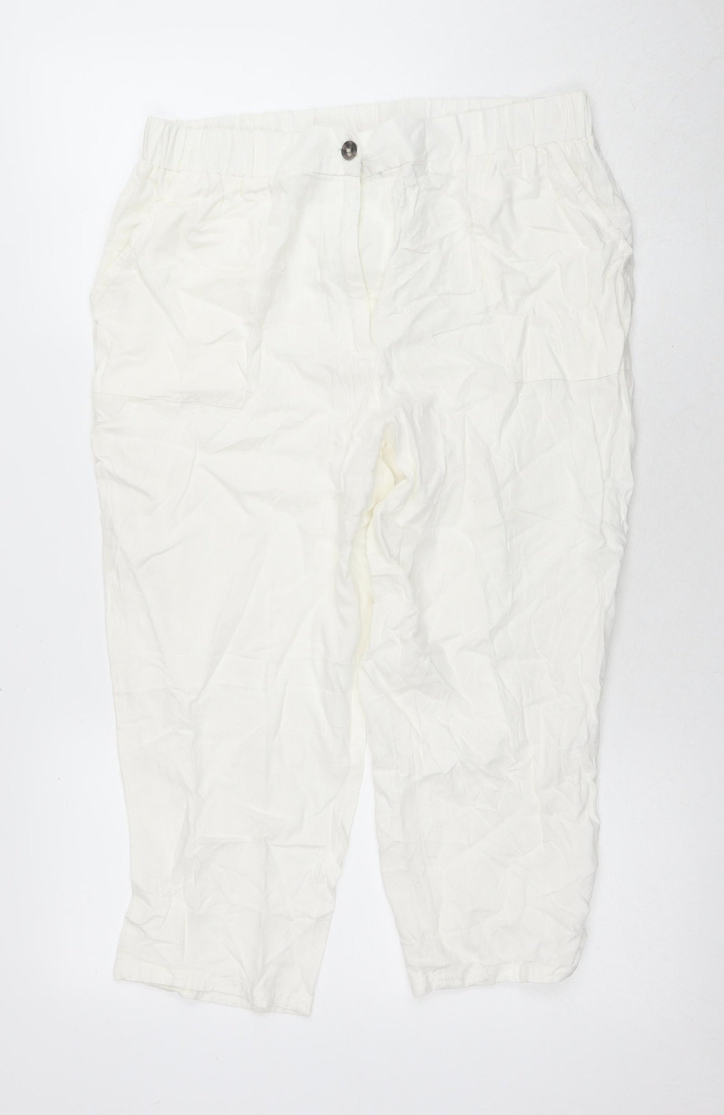 Bonmarche Women's Ivory Cropped Trousers Size 14