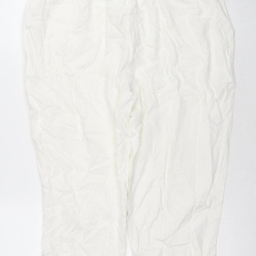 Bonmarche Women's Ivory Cropped Trousers Size 14