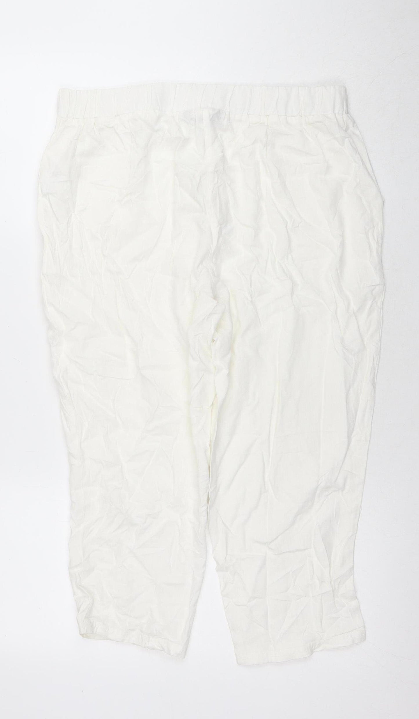 Bonmarche Women's Ivory Cropped Trousers Size 14