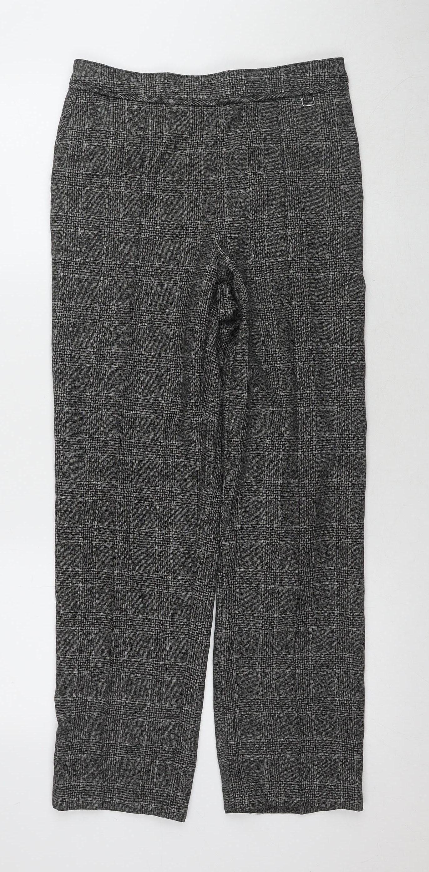 Marks and Spencer Grey Check Women's Trousers - Size 10