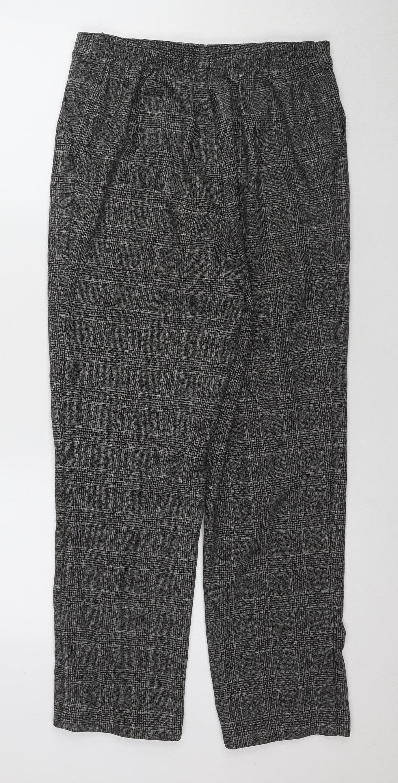 Marks and Spencer Grey Check Women's Trousers - Size 10