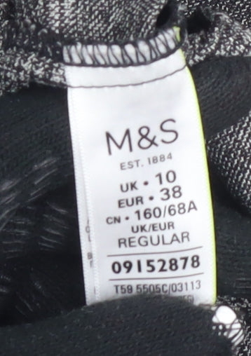 Marks and Spencer Grey Check Women's Trousers - Size 10