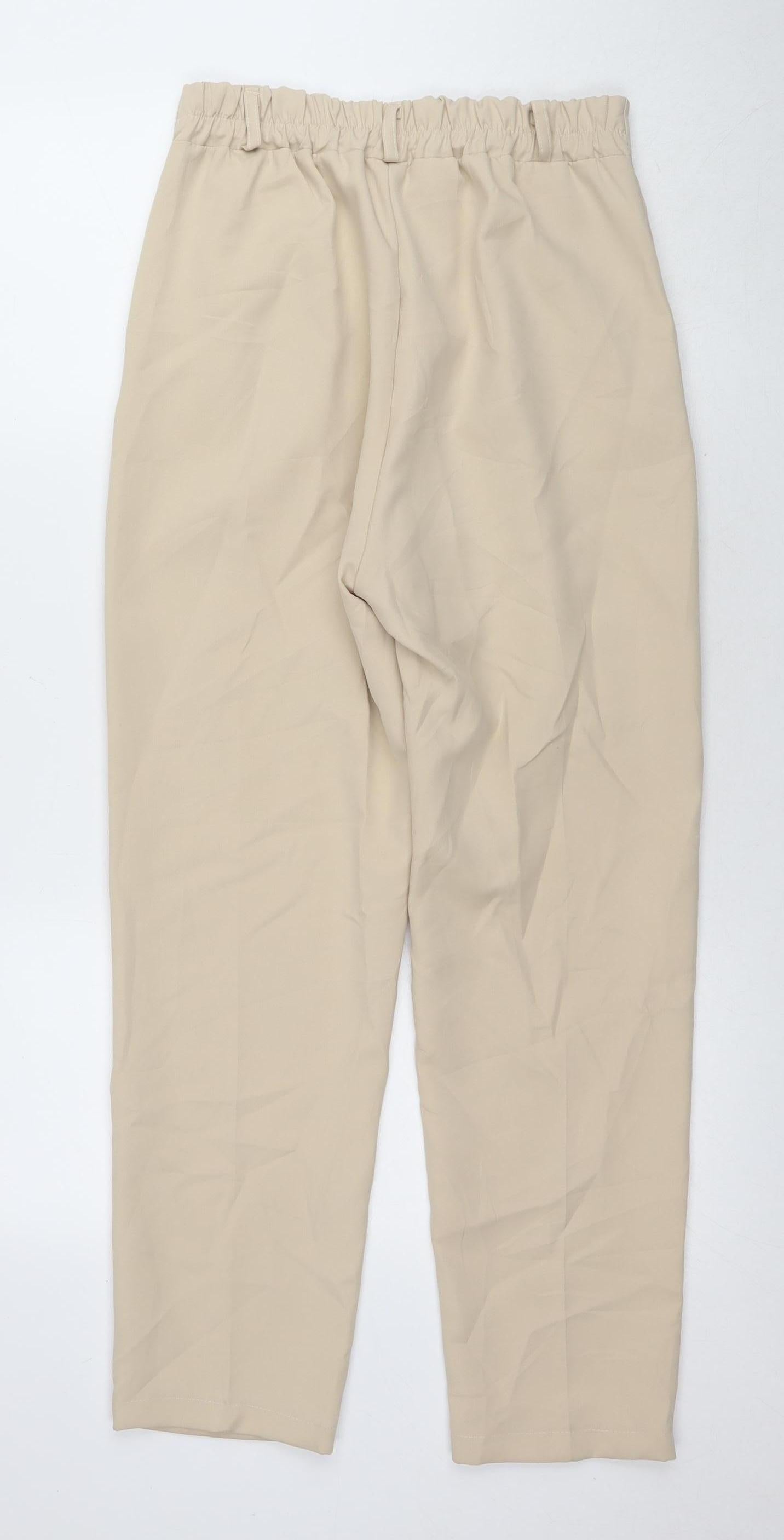 Made in Italy Beige Women's Trousers L with Elastic Waist