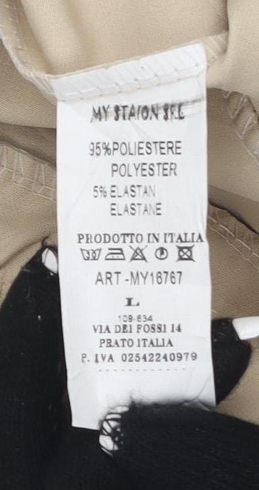 Made in Italy Beige Women's Trousers L with Elastic Waist