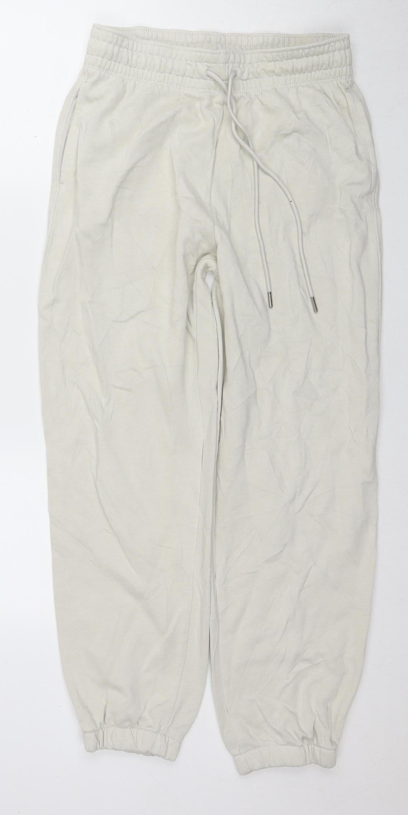 H&M Women's Beige Jogger Trousers M - Casual Elastic Waist