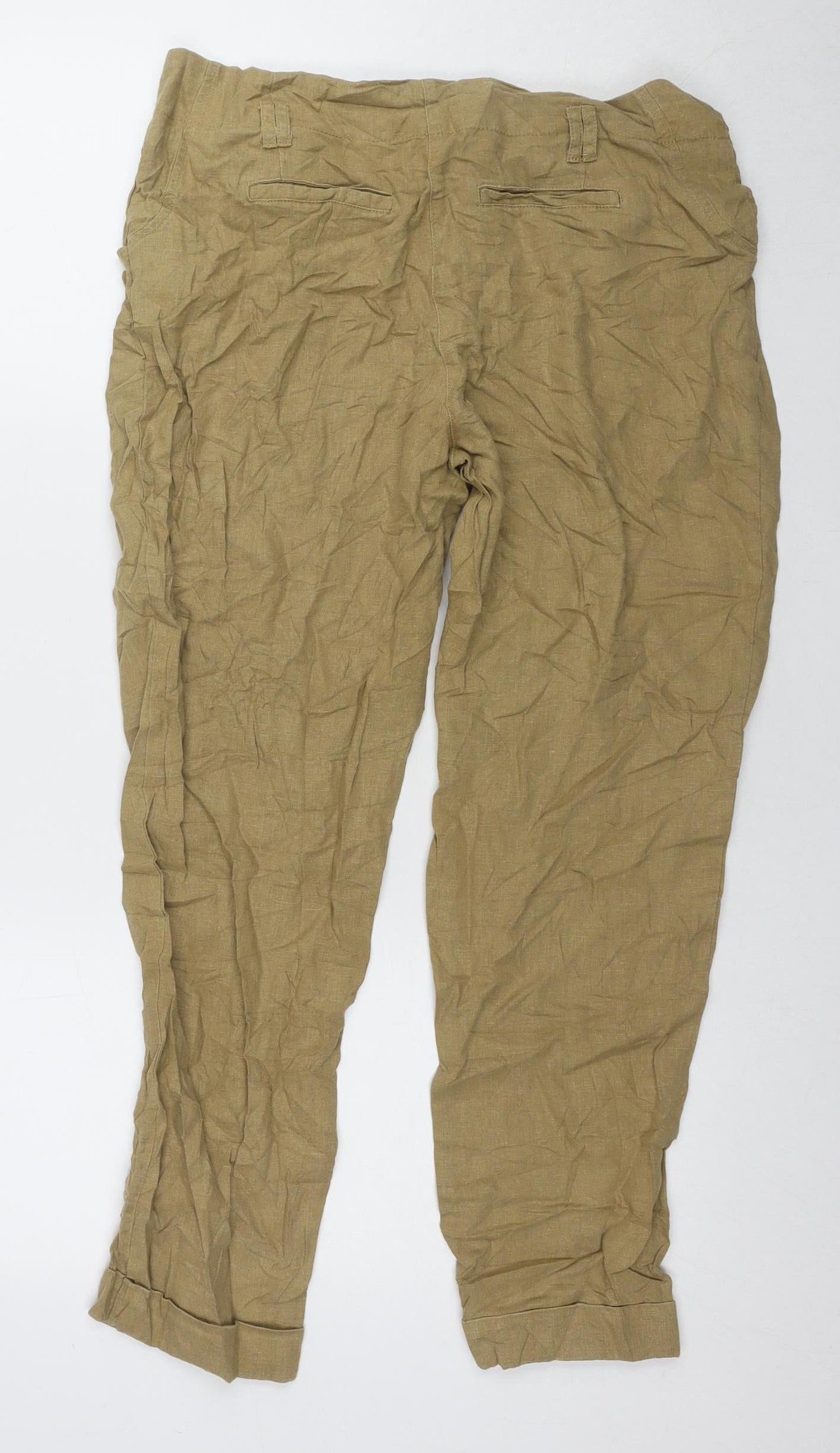 New Look Women's Beige Linen Trousers Size 12