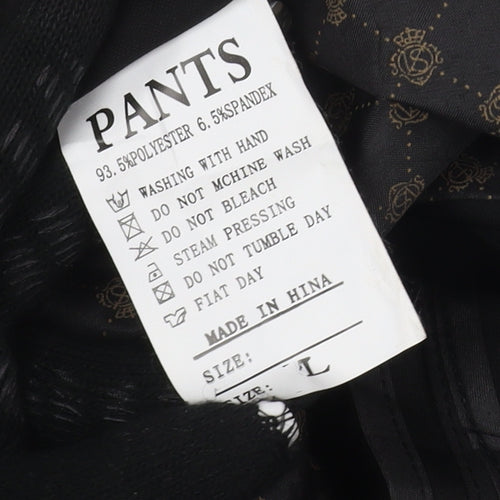PANTS Men's Black Dress Pants, Size L, Polyester Blend