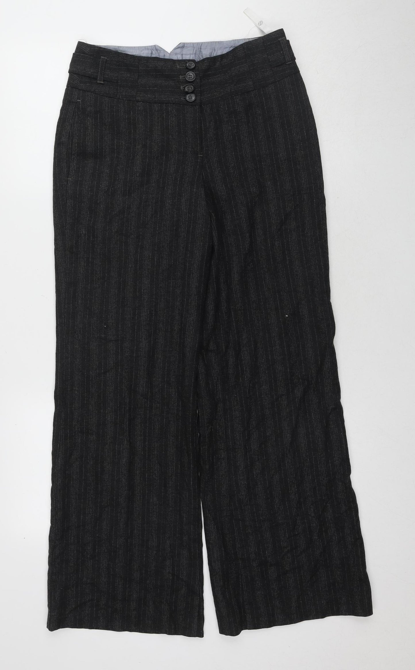 Next Women's Black Striped Trousers Size 8